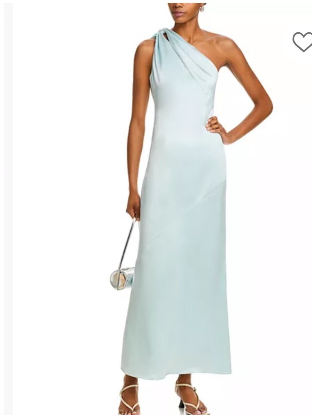Line And Dot Daniella Satin One-Shoulder Light Blue Evening Dress Size small